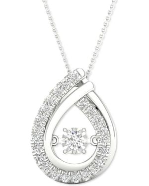 Twinkling Diamond Star Diamond Teardrop Halo 18" Pendant Necklace (3/4 Ct. T.w. - Metallic