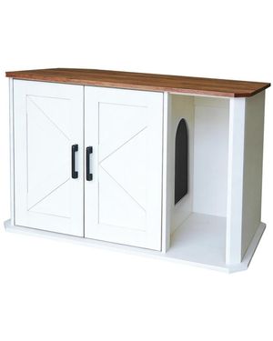 Homfan Wooden Cat Litter Box Enclosure - White
