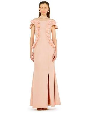 Amiri Lace Cutout Floral Embellished Off-the-shoulder Crepe Gown - Orange