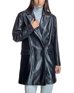 Julia & Stella By Maximilian Leather Blazer - Blue