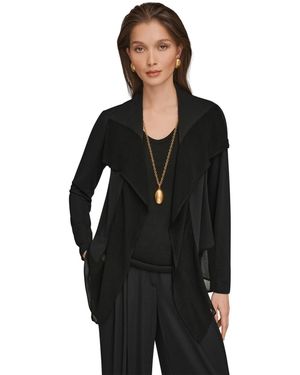 Donna Karan Ruffle Front Jacket - Blue