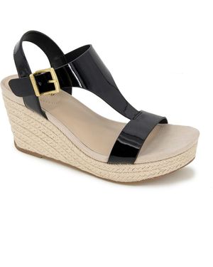 Kenneth Cole Card Wedge Espadrille Sandals - Metallic