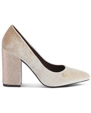 Rag & Co Cyber-girl Rhinestone Block Heeled Pumps - White