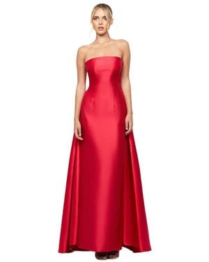 Bariano Grayce Strapless Satin Gown - Red