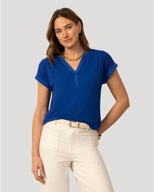 Cable & Gauge Smocked Shoulder Tee - Blue