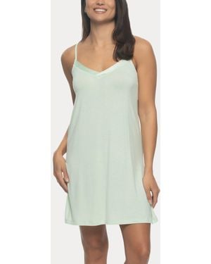Felina Elysees Sleeveless Satin V-neck Chemise - Green