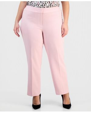 Kasper Plus Size High-rise Stretch Crepe Pants - Pink