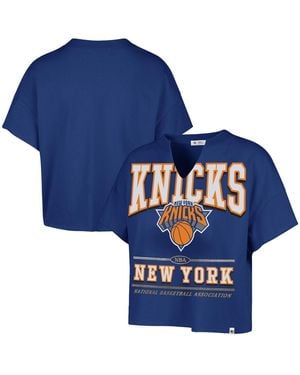 '47 New York Knicks Elation Oversized Notch Neck T-shirt - Blue