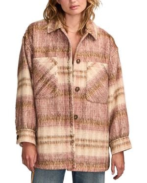 Lucky Brand Oversized Plaid Shirt Jacket - Brown