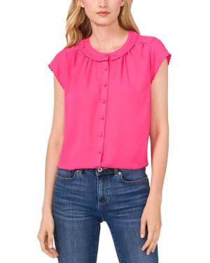Cece Scalloped Cap Sleeve Blouse - Pink