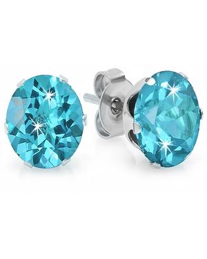 Steeltime Blue Simulated Diamonds Stainless Steel Stud Earrings