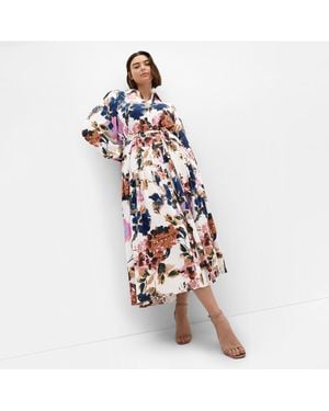 City Chic Ezra Print Maxi Dress - White