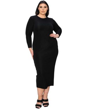 L I V D Plus Size Kylo Textured Bodycon Dress - Black