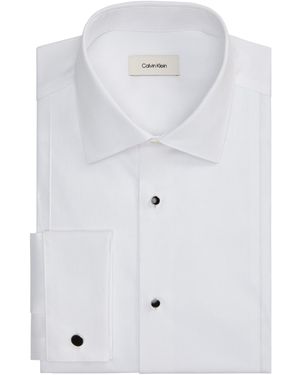 Calvin Klein Ck Occasion Spread Collar French Cuff Stretch Dress Shirt - White