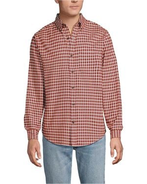 Lands' End Long Sleeve Flagship Flannel Shirt - Red