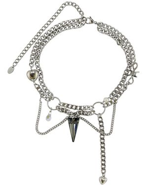 Rebl Jewelry Messy Layered Spike Necklace - Metallic