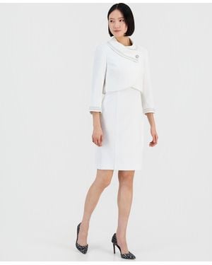 Tahari Beaded Dress Suit Set - White