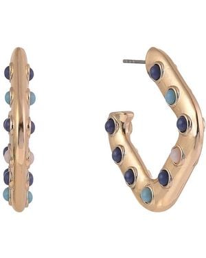 Rachel Roy Tone Square Post Hoop Earrings - White