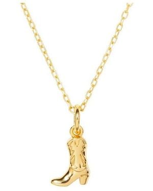 Little Sky Stone Cowboy Boot Pendant Charm Necklace - Black