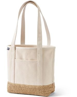 Lands' End Medium Raffia Open Top Long Handle Canvas Tote Bag - Natural