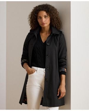 Ralph Lauren Hooded A-line Raincoat - Black