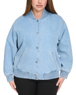 Levi's Plus Size Varsity Cotton Denim Bomber Jacket - Blue