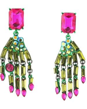 Betsey Johnson Faux Stone Witch Hands Drop Earrings - Green