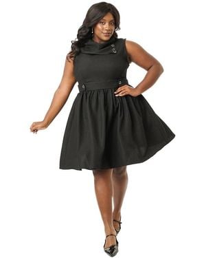 Smak Parlour Plus Size Funnel Neck Flare Dress - Black