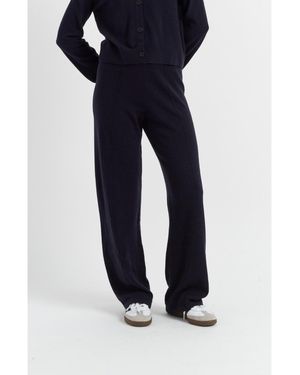 Chinti & Parker Wool & Cashmere Wide Leg Track Pant - Blue