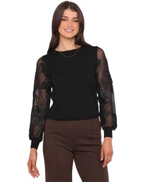 Petal & Pup Cailin Sheer Sleeve Top - Black