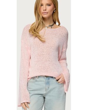 Edikted Drop Shoulder Light Knit Sweater - Red