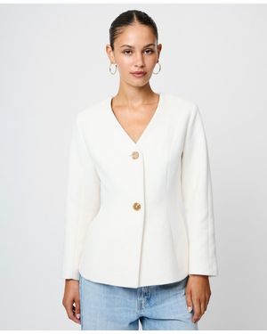 French Connection Fcuk Textured Long Sleeves Jacket - White
