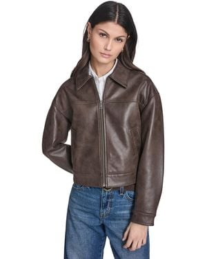 Levi's Faux Suede Relaxed Fit Zip Front Jacket - Brown