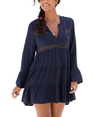 Lascana Flowy Flared Sleeve Dress - Blue