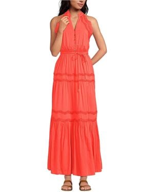 Lands' End Cotton Voile Halter Tiered Maxi Dress