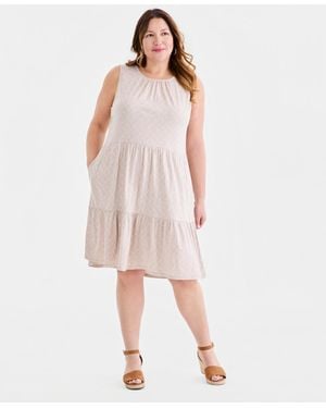Style & Co. Plus Size Sleeveless Tiered Tank Dress - Pink