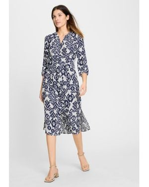 Olsen Ikat Print Tunic Dress - Blue