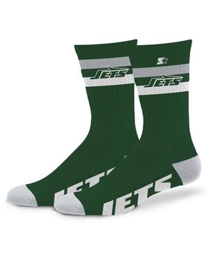 Starter And New York Jets Team Color Two-stripe Crew Socks - Green
