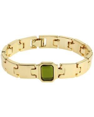 Steve Madden Olivine Gem Watch Chain Bracelet - Metallic