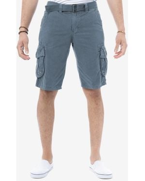 Raw X Belted Double Pocket Cargo Shorts - Blue
