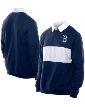 KTZ New York Yankees Throwback Prep Color Block Rugby Polo Shirt - Blue