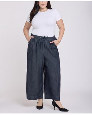 NYDJ Plus Size Whitney Pull-on Cargo Crop Pants - Blue