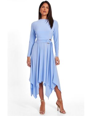 Quiz Long Sleeve Midaxi Dress - Blue