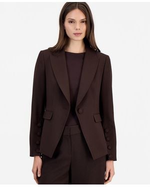 Tahari Single-button Peak-lapel Blazer - Brown