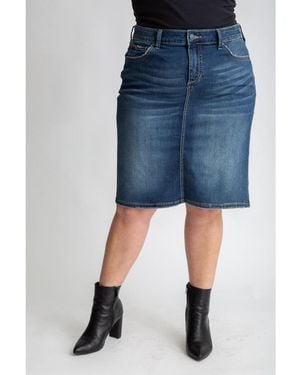 Slink Jeans Plus Size Denim Knee Length Skirt - Blue