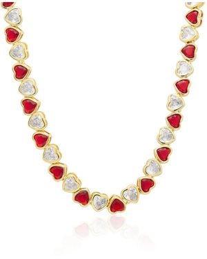 Macy's Simulated Ruby And Cubic Zirconia Bezel Heart 18'' Necklace - Pink
