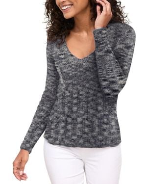 Lascana Fuzzy V-neck Longline Soft-knit Sweater - Gray
