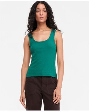 On 34th Pointelle Rib Scoop-neck Layering Tank - Green