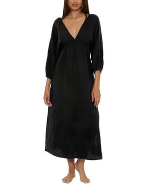Trina Turk Serene Cotton Gauze Back-cutout Cover-up Dress - Black