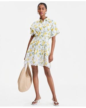 On 34th Cutwork-hem Mini Shirtdress - White
